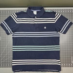 Brooks Brothers Polo Shirt Large Striped Performance Golf Preppy Slim Fit 346